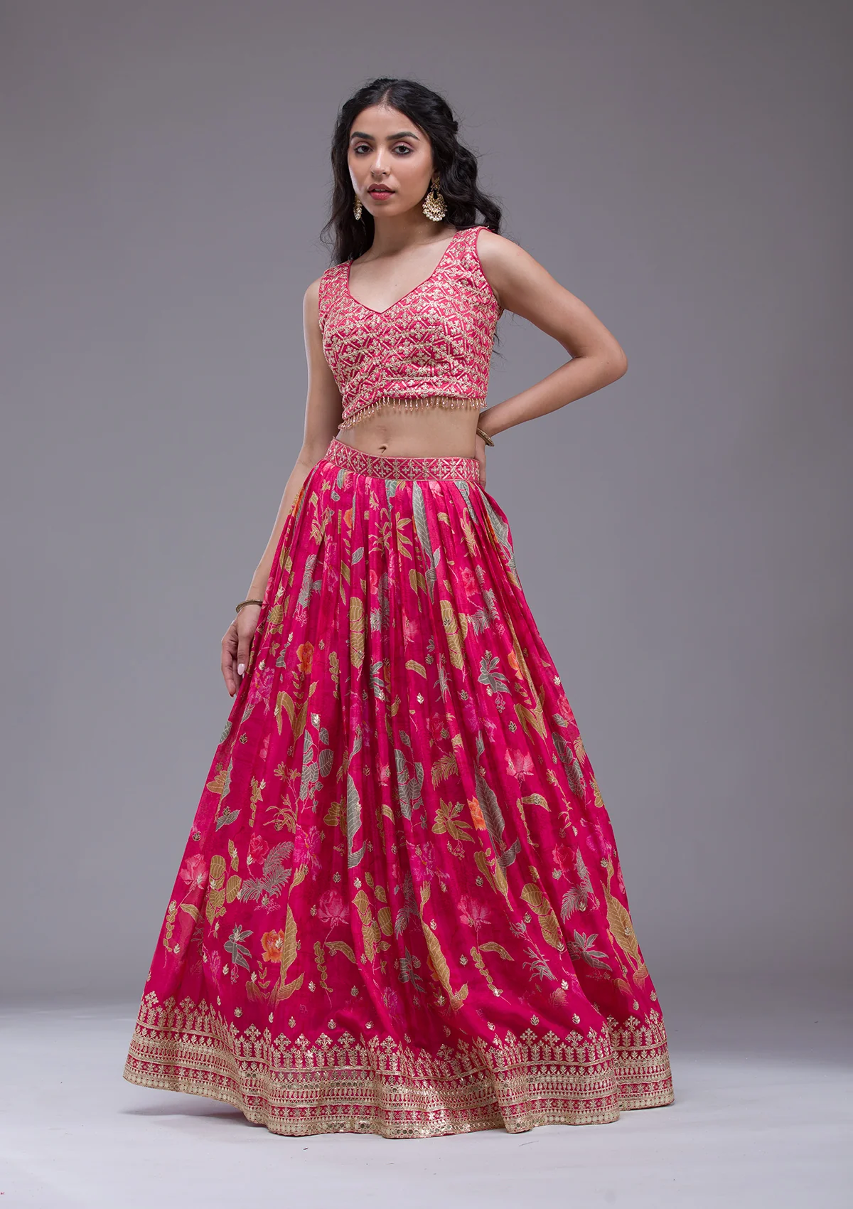 Rani Pink Sequins Georgette Readymade Lehenga - Image 3