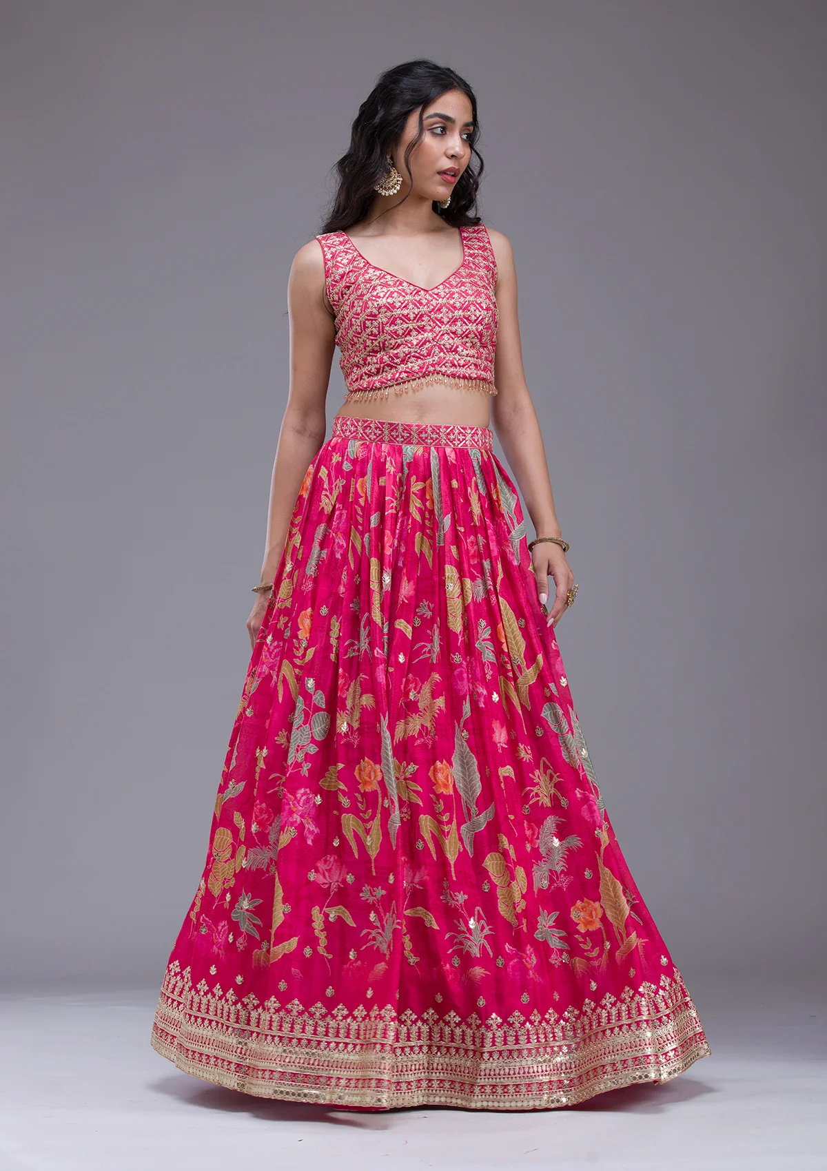 Rani Pink Sequins Georgette Readymade Lehenga - Image 5